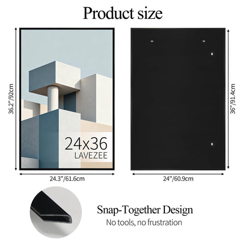 Lavezee six-pack frames ready for easy, tool-free wall installation.