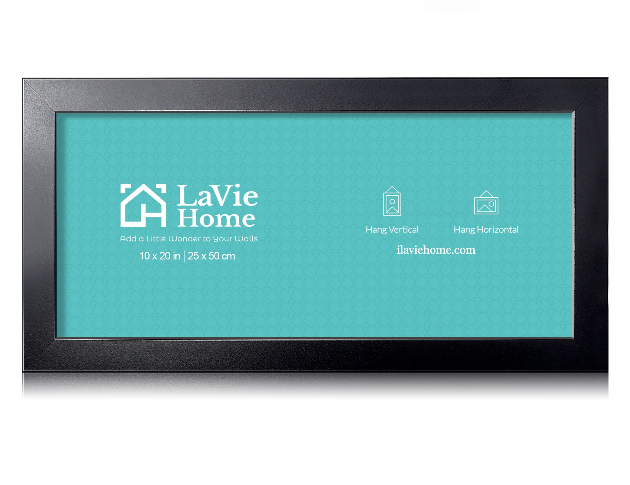 LaVie Home 10x20 panoramic frame on wall with bold black finish for elegant memories display.