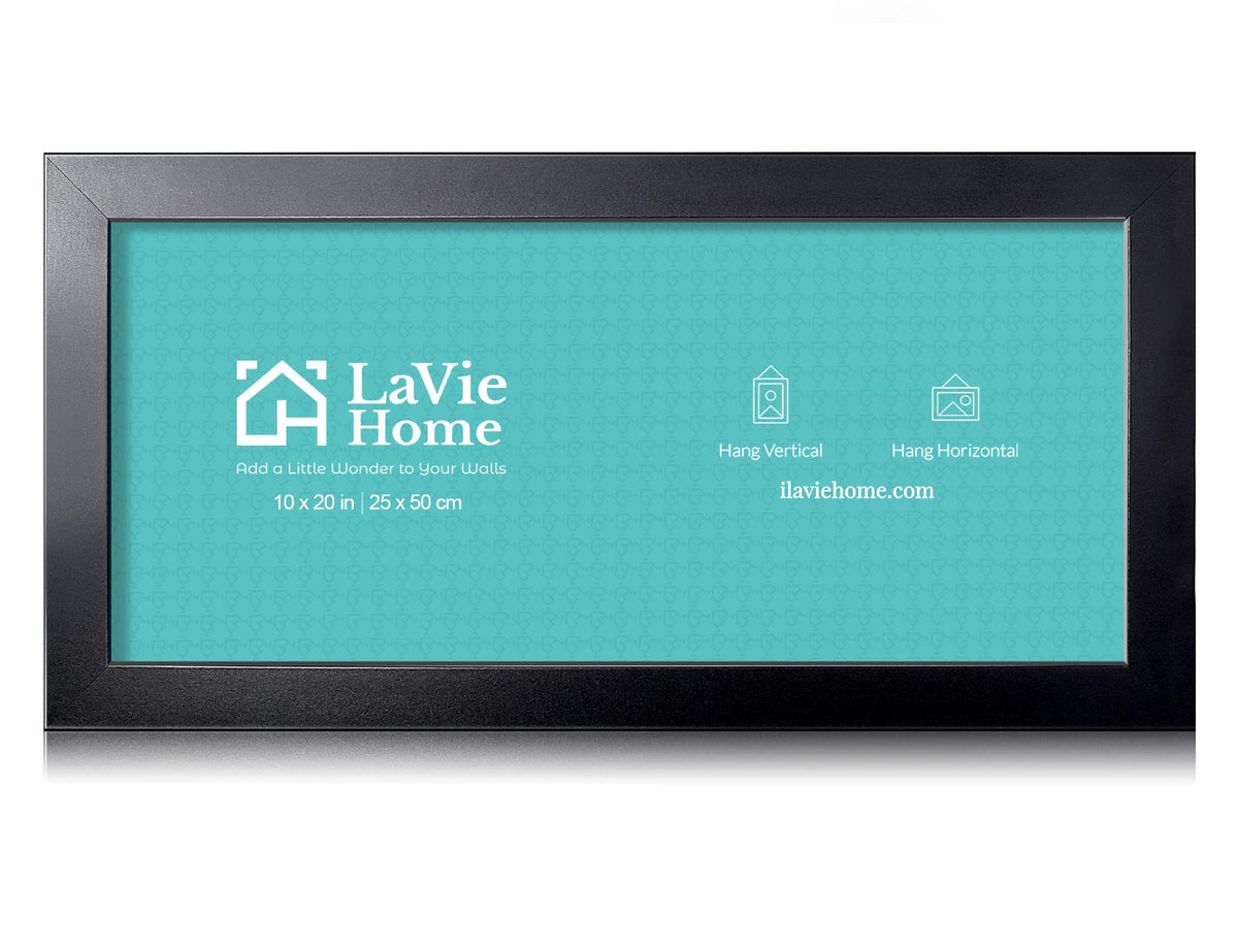 LaVie Home 10x20 panoramic frame on wall with bold black finish for elegant memories display.