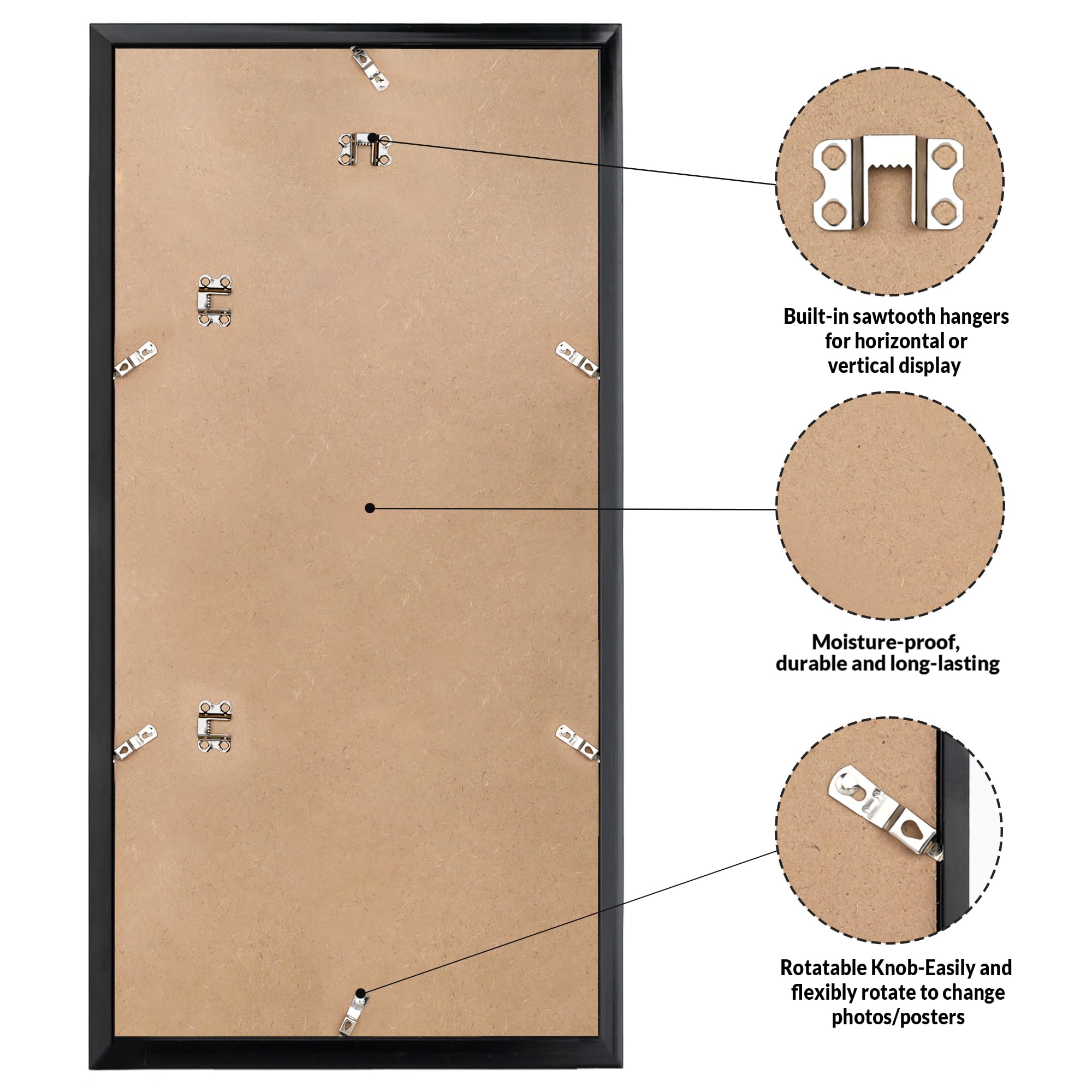LaVie Home 11x22 frame supports vertical or horizontal mounting