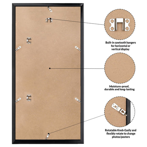 LaVie Home 11x22 frame supports vertical or horizontal mounting