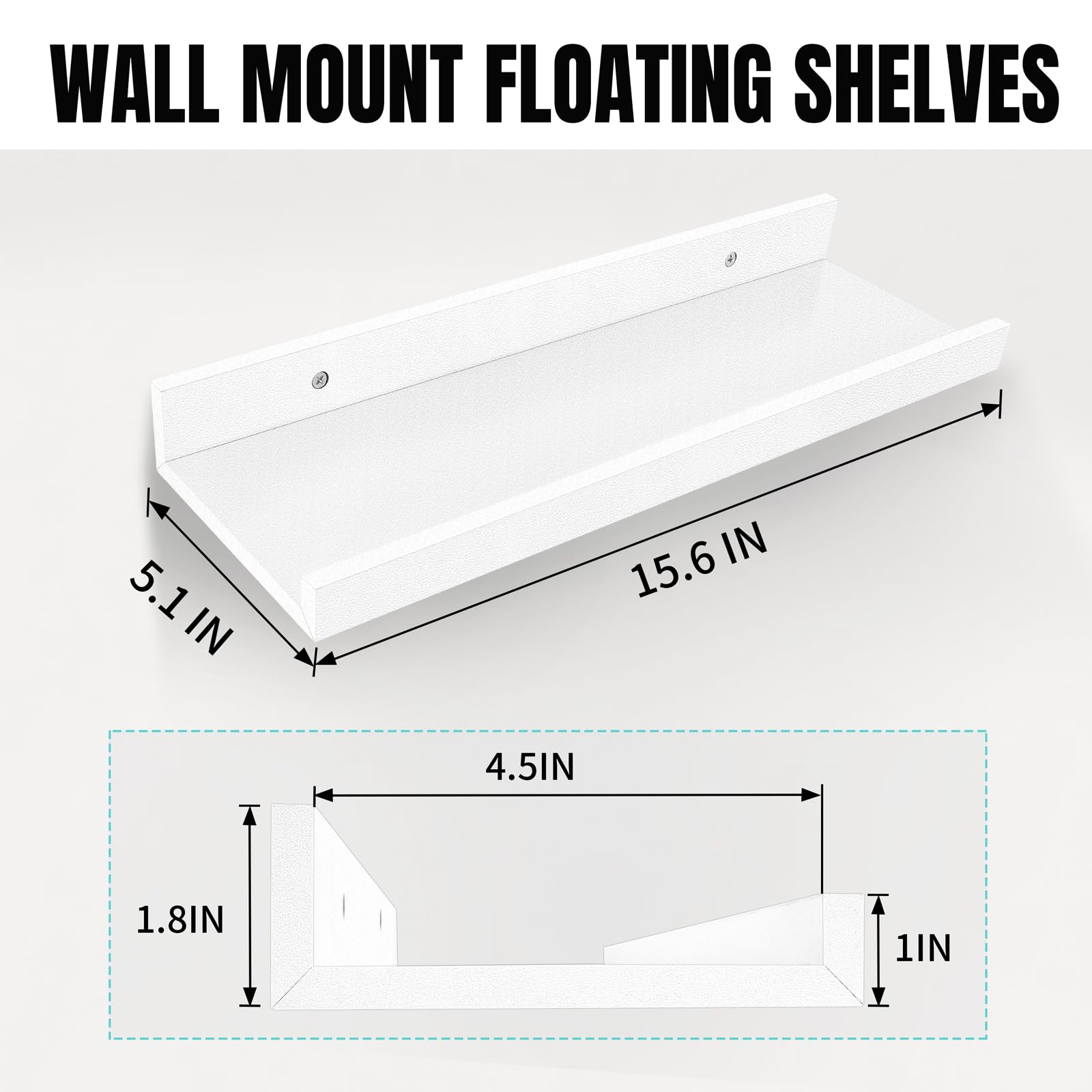 LaVie Home 15.6-inch wall shelf ledge with lip prevents items from slipping