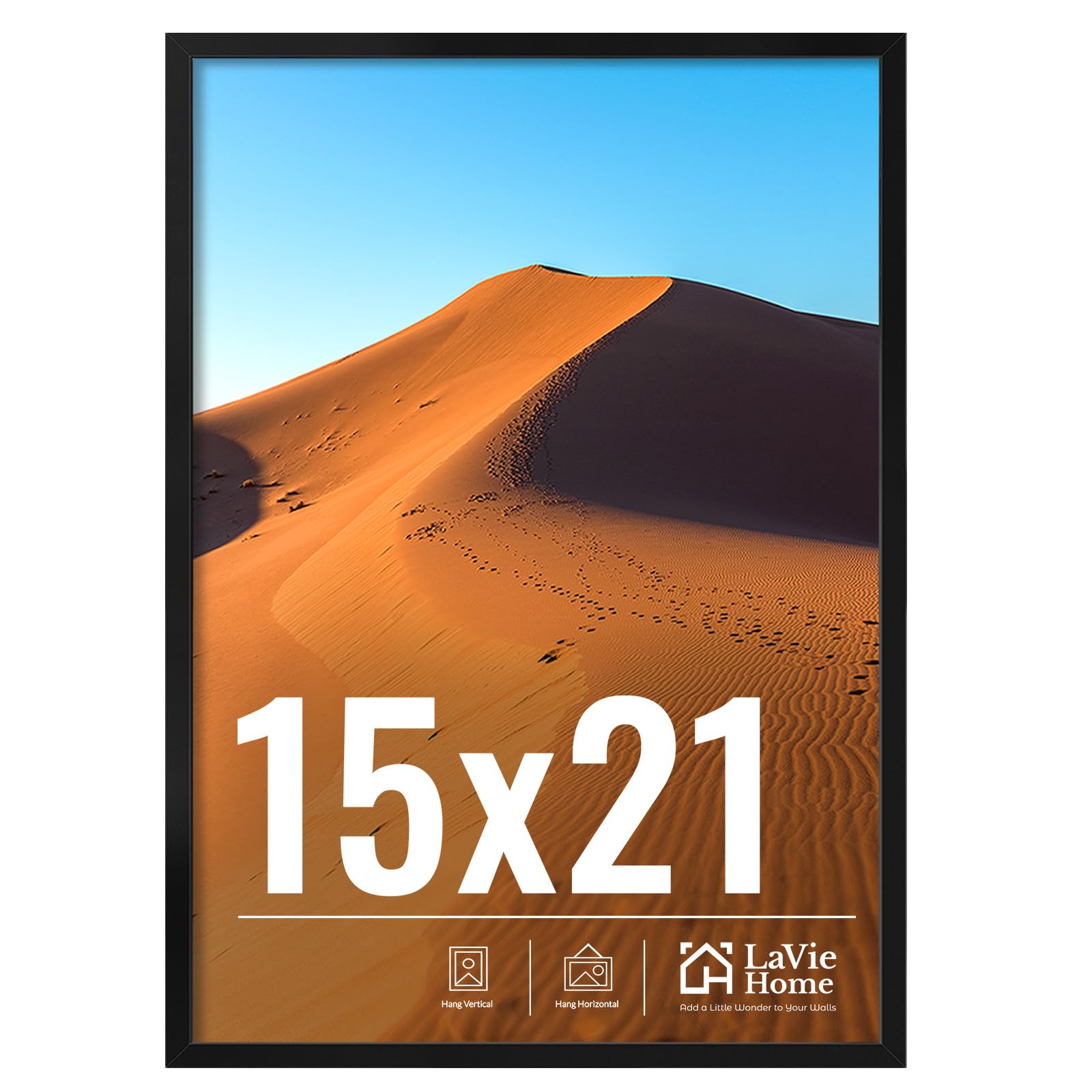 LaVie Home 15x21 black frame front view for clean wall display