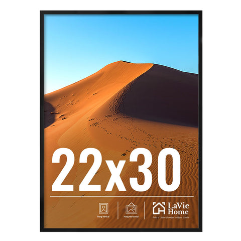 LaVie Home 22x30 picture frame on the wall delivers a crisp, safe display.