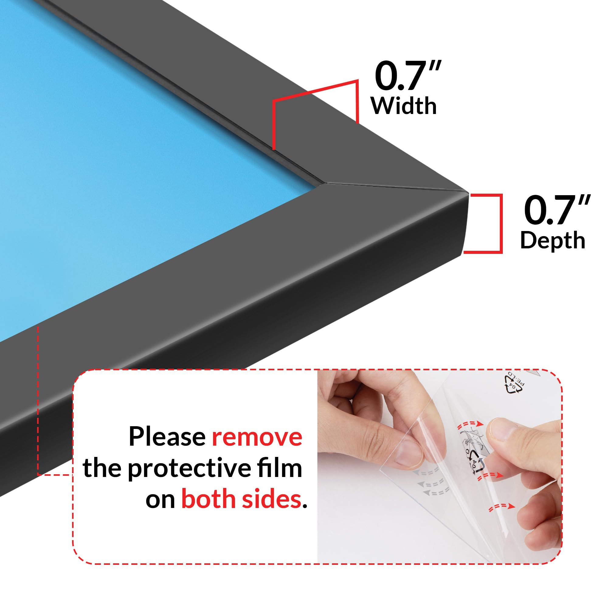 LaVie Home 27x40 frame close-up of HD plexiglass for safe display