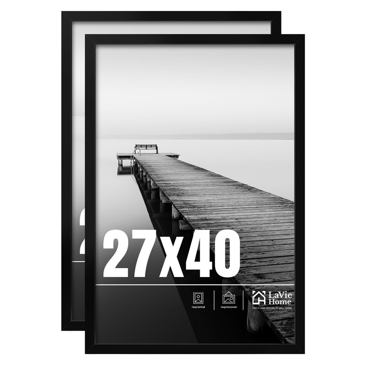 LaVie Home 27x40 frame front view shows a sleek black display