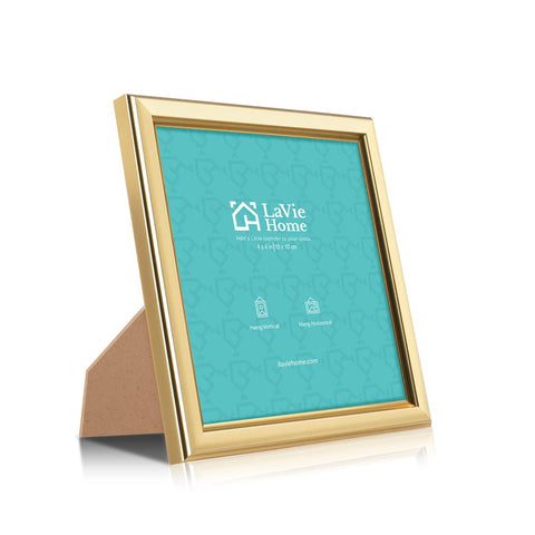 LaVie Home 4x4 gold frame tabletop display keeps photos ready on desks.