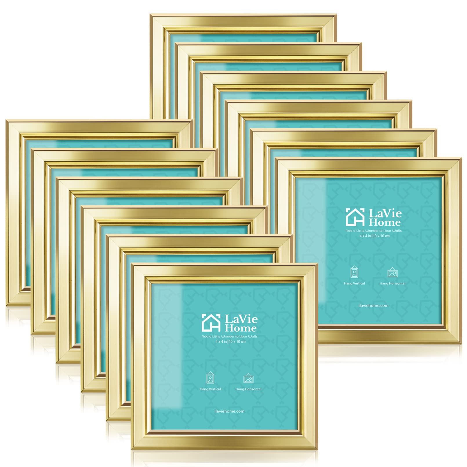 LaVie Home 4x4 gold frame wall display highlights memories with a bright, elegant border.