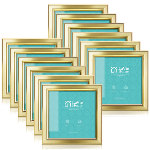 LaVie Home 4x4 gold frame wall display highlights memories with a bright, elegant border.