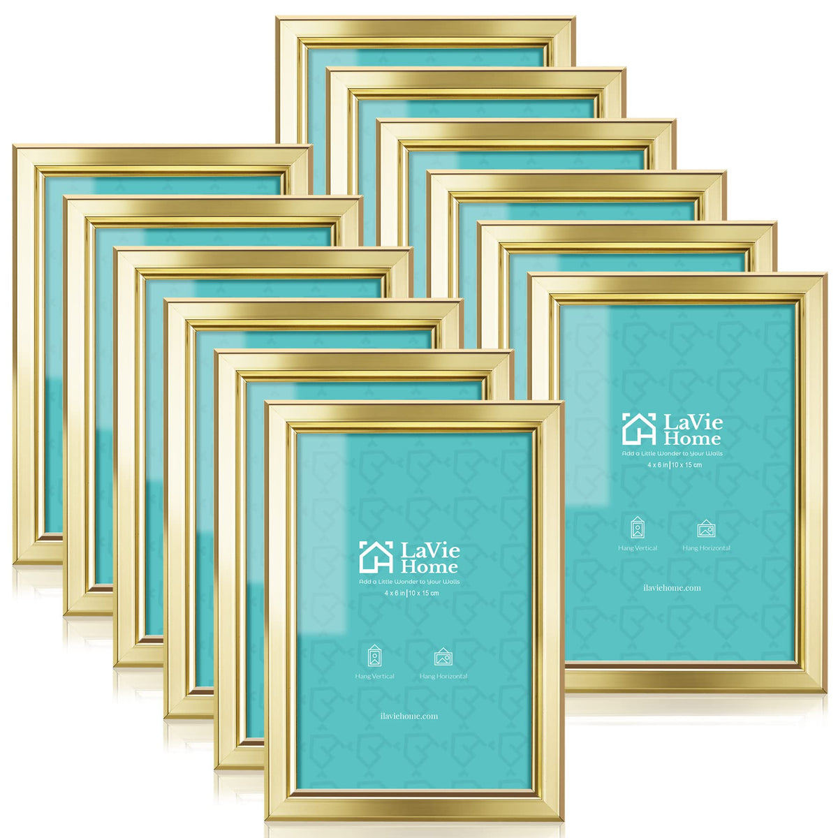 LaVie Home 4x6 gold frame wall-hang display for elegant photo walls.