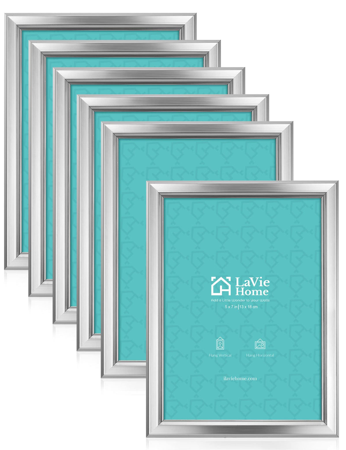 LaVie Home 5x7 silver frame front view showcases minimalist design and high clarity glass.