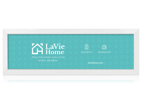 LaVie Home 8x24 white frame front view for elegant wall displays