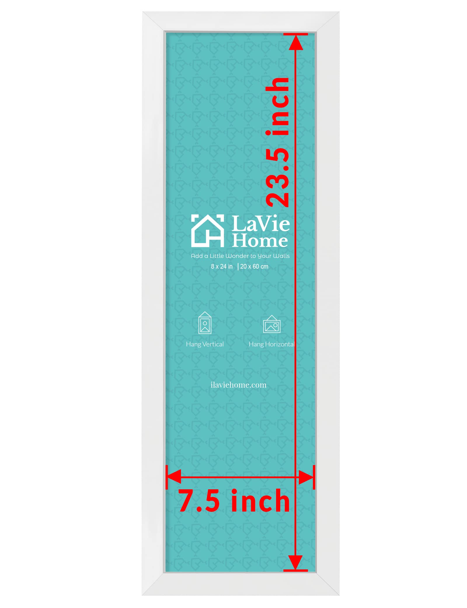 LaVie Home 8x24 white frame side view showing depth and molding