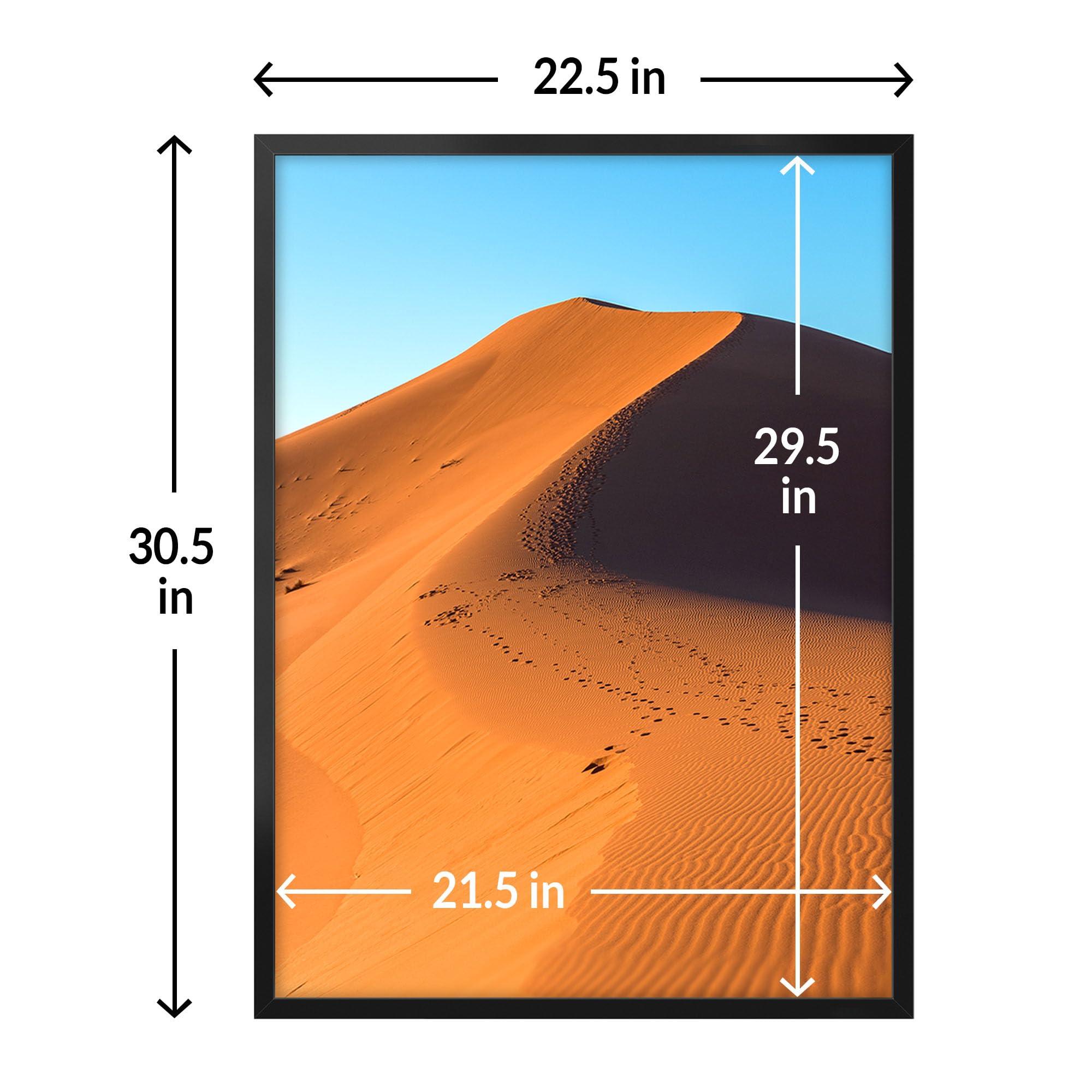 LaVie Home classic black frame holds 22x30 art with durable HD plexiglass.