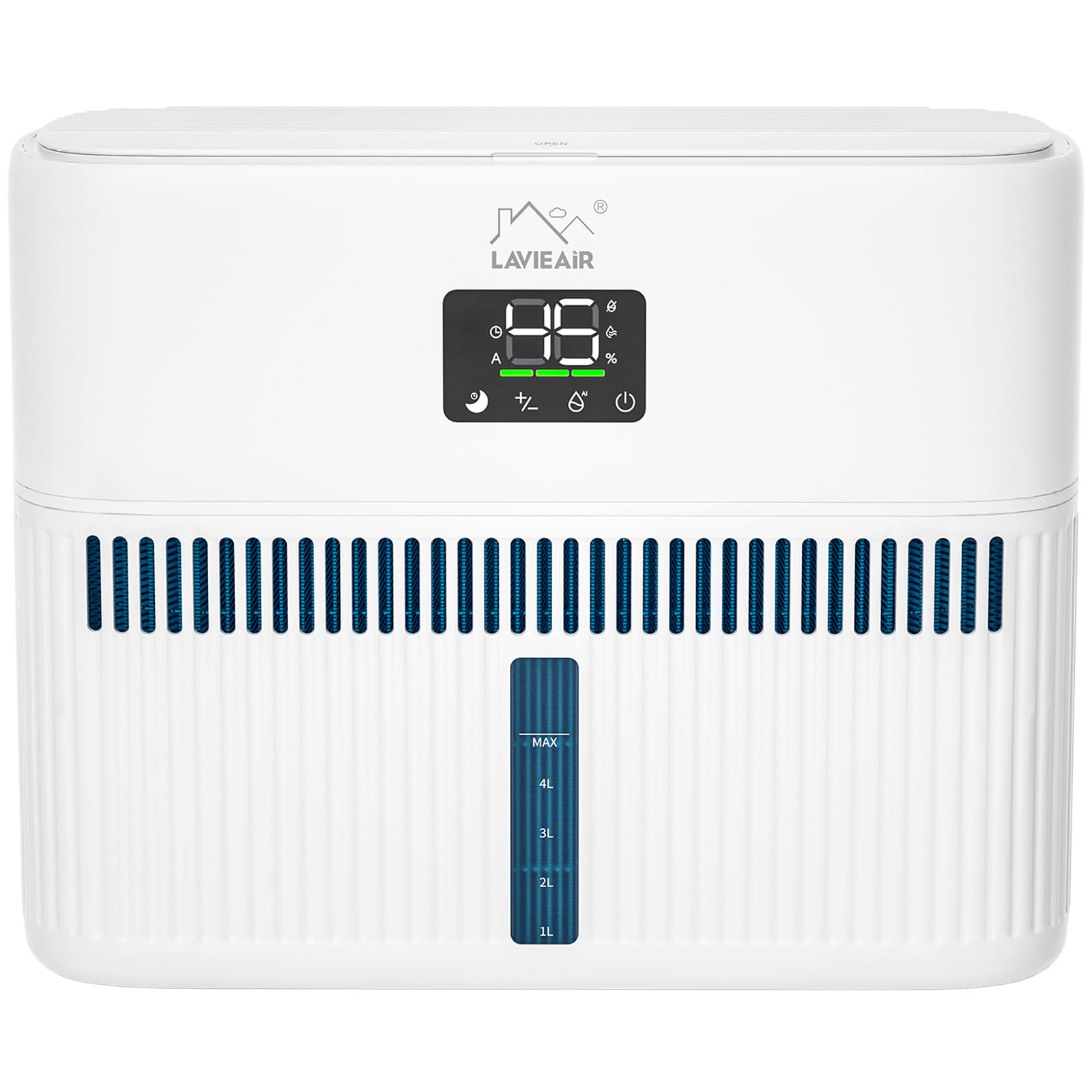 LAVIEAIR humidifier with top-fill design for easy refilling in a bedroom