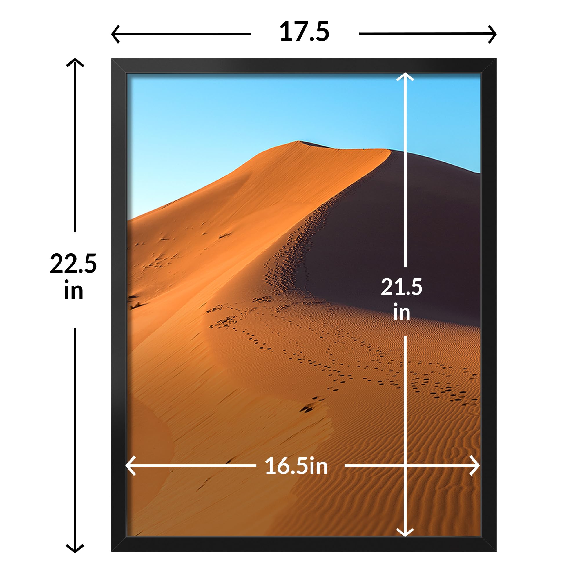 Lavie Home 17x22 black poster frame with HD plexiglass close-up view.