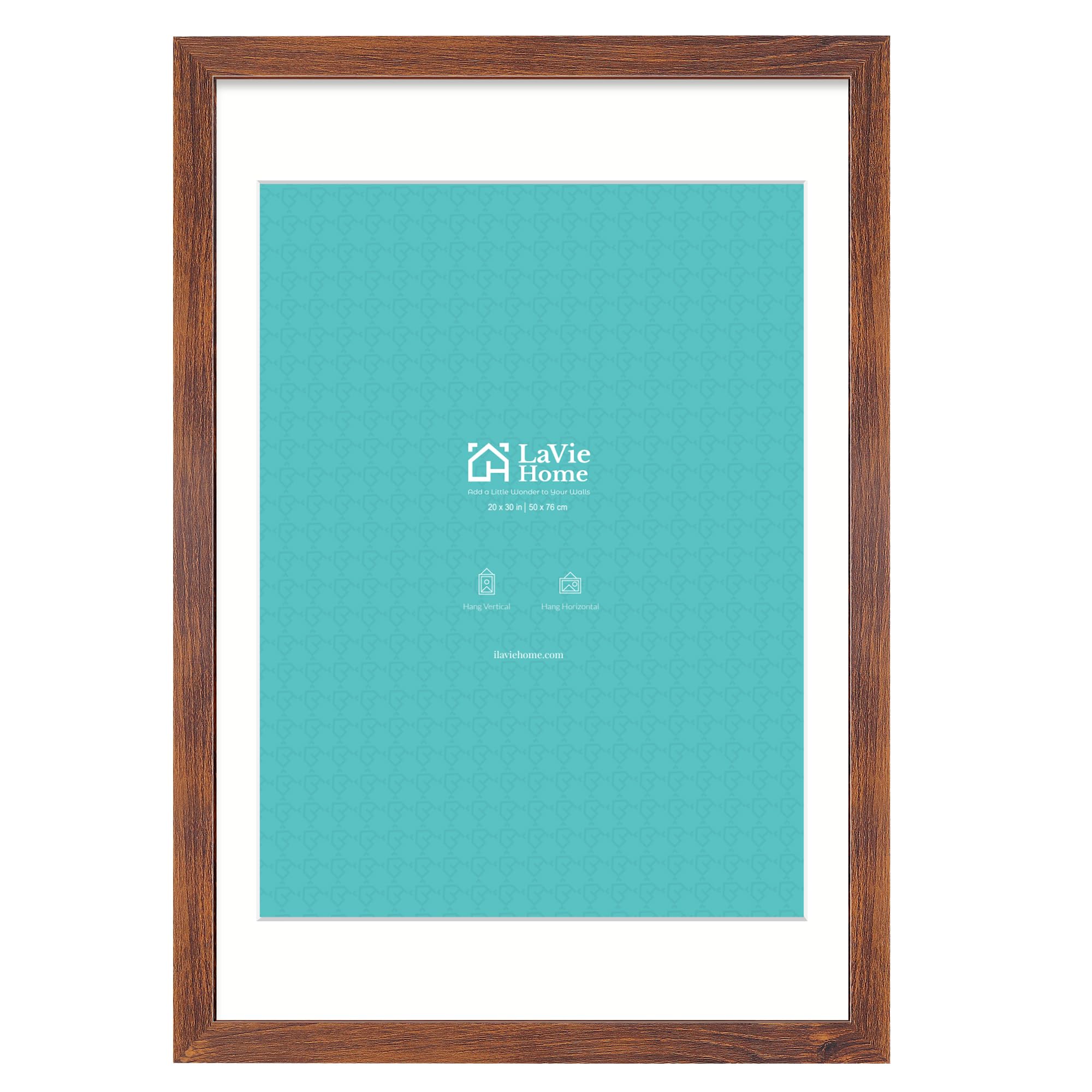LaVie Home 20x30 brown poster frame front view with sturdy MDF molding for wall decor.