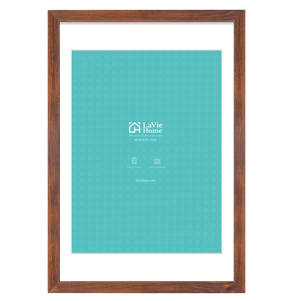 LaVie Home 20x30 brown poster frame front view with sturdy MDF molding for wall decor.