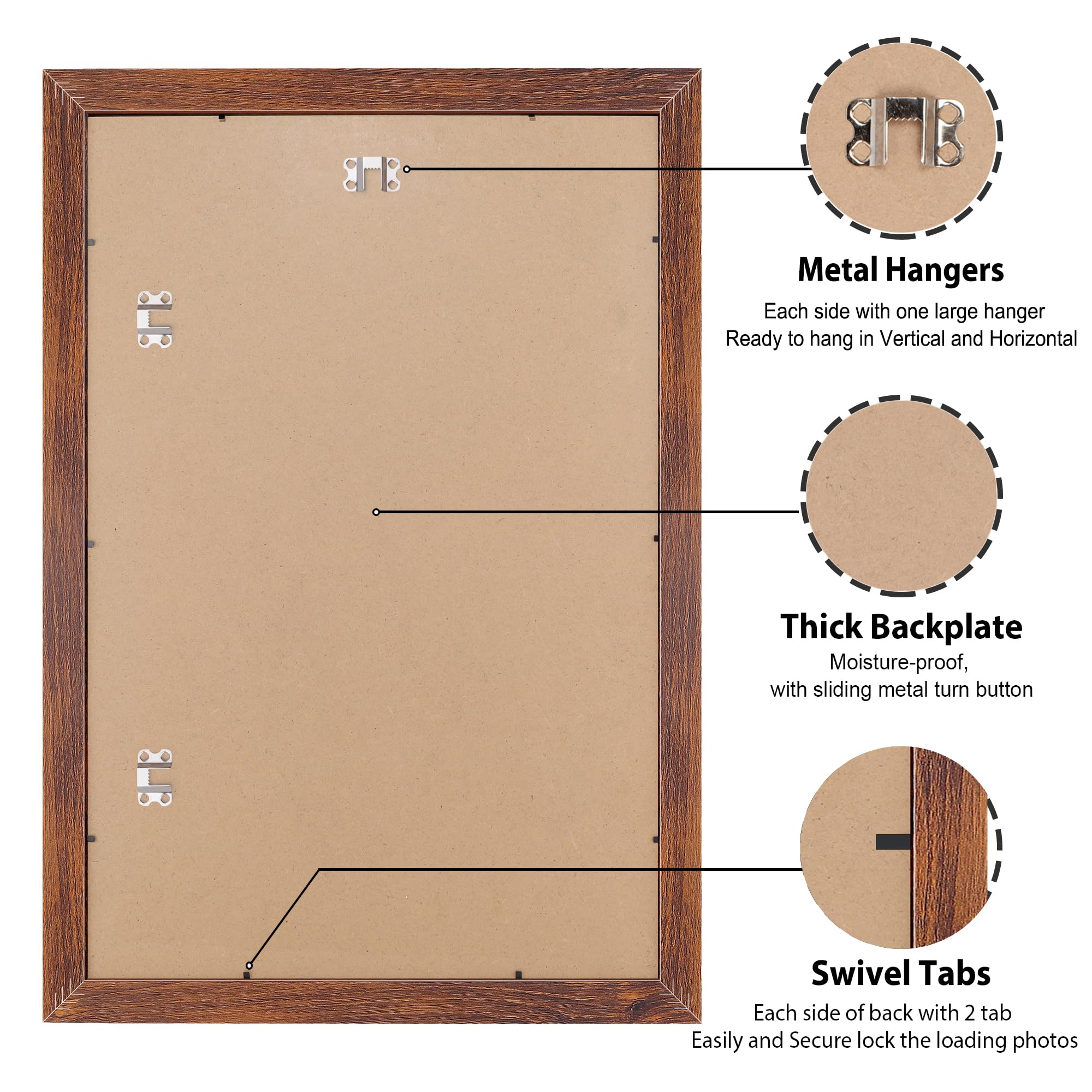 LaVie Home 20x30 brown poster frame with clear plexiglass front view.