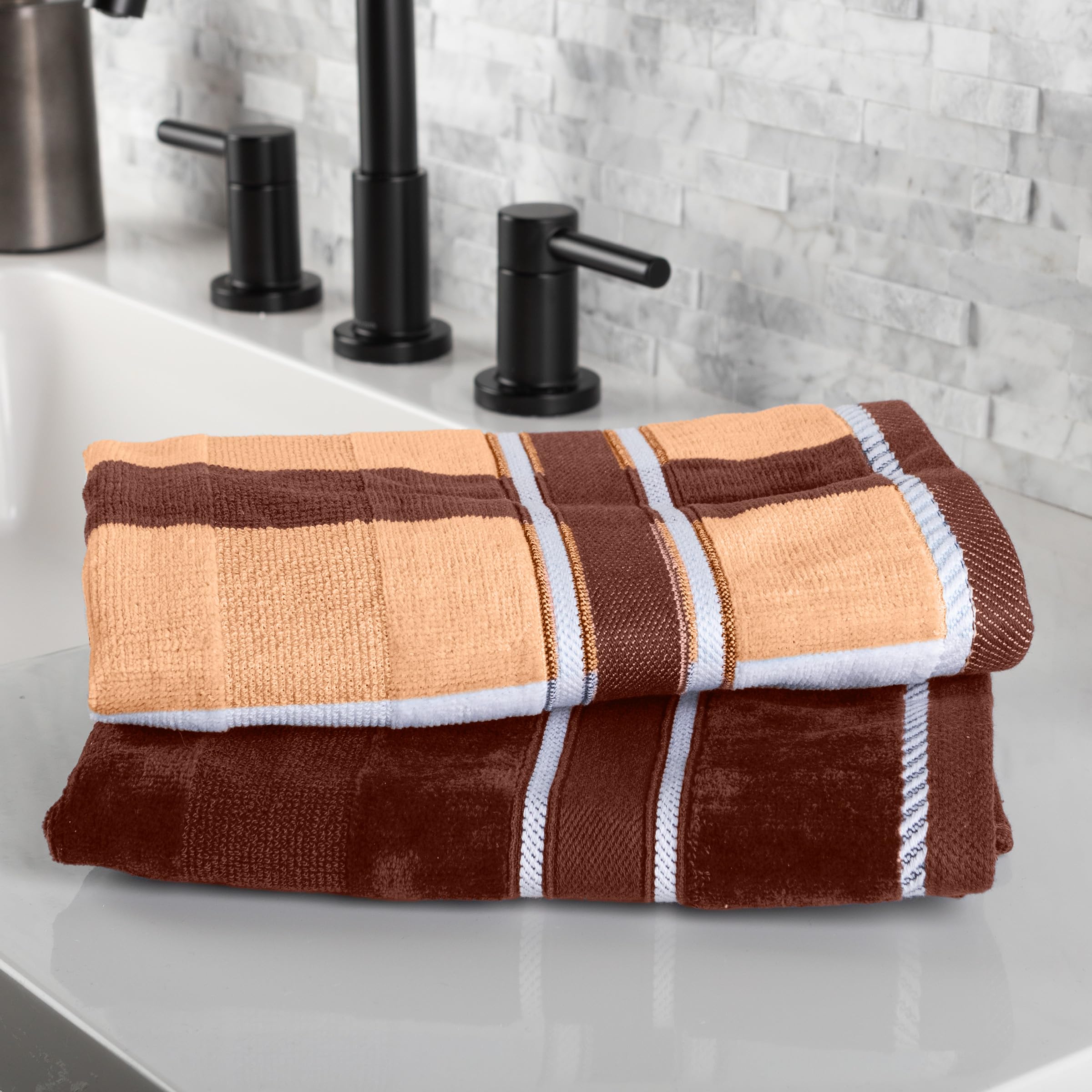 Lavish Home 6pc beige towel set close-up of absorbent cotton loops