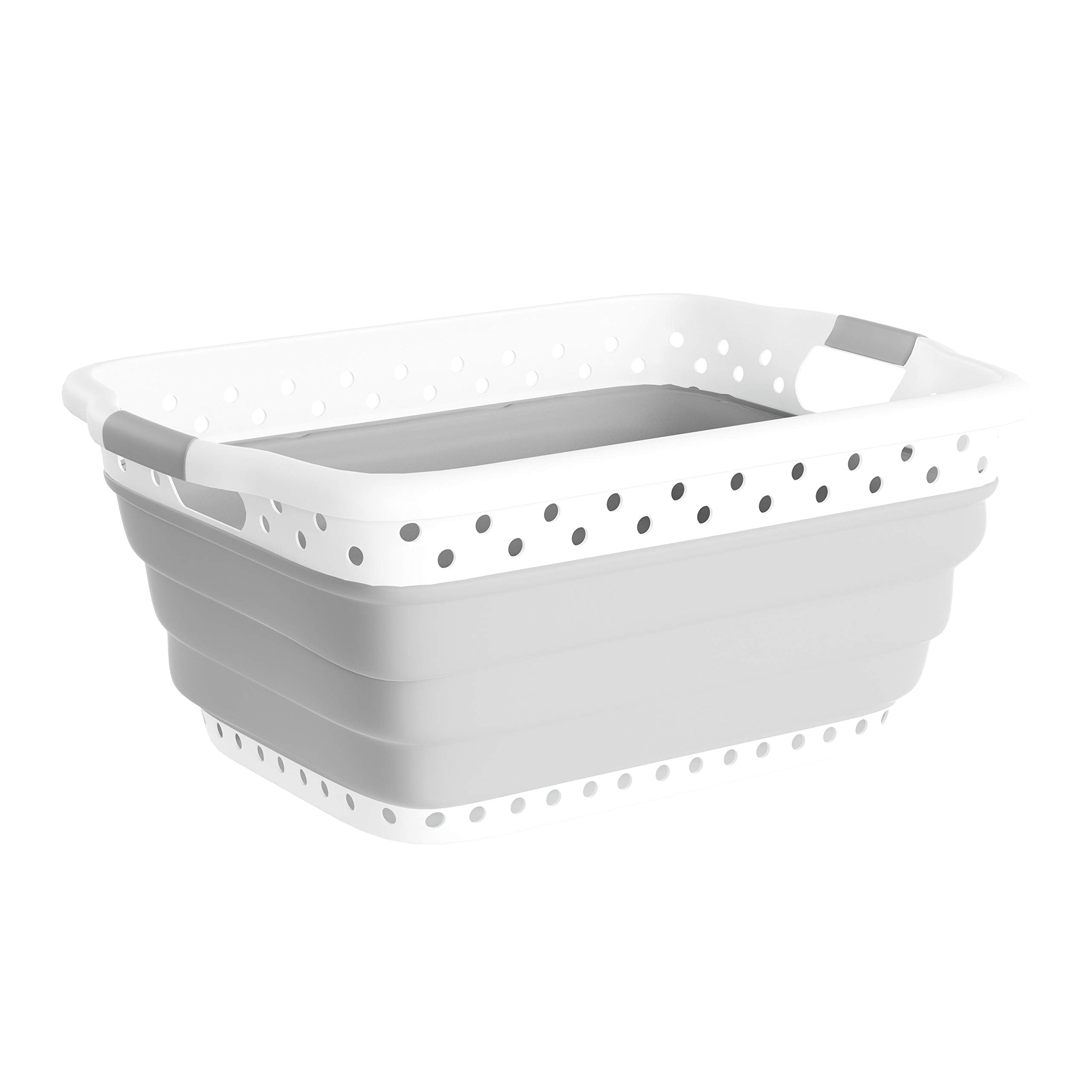 Lavish Home collapsible laundry basket in gray for compact storage and easy transport