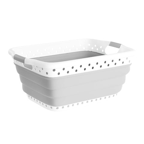 Lavish Home collapsible laundry basket in gray for compact storage and easy transport