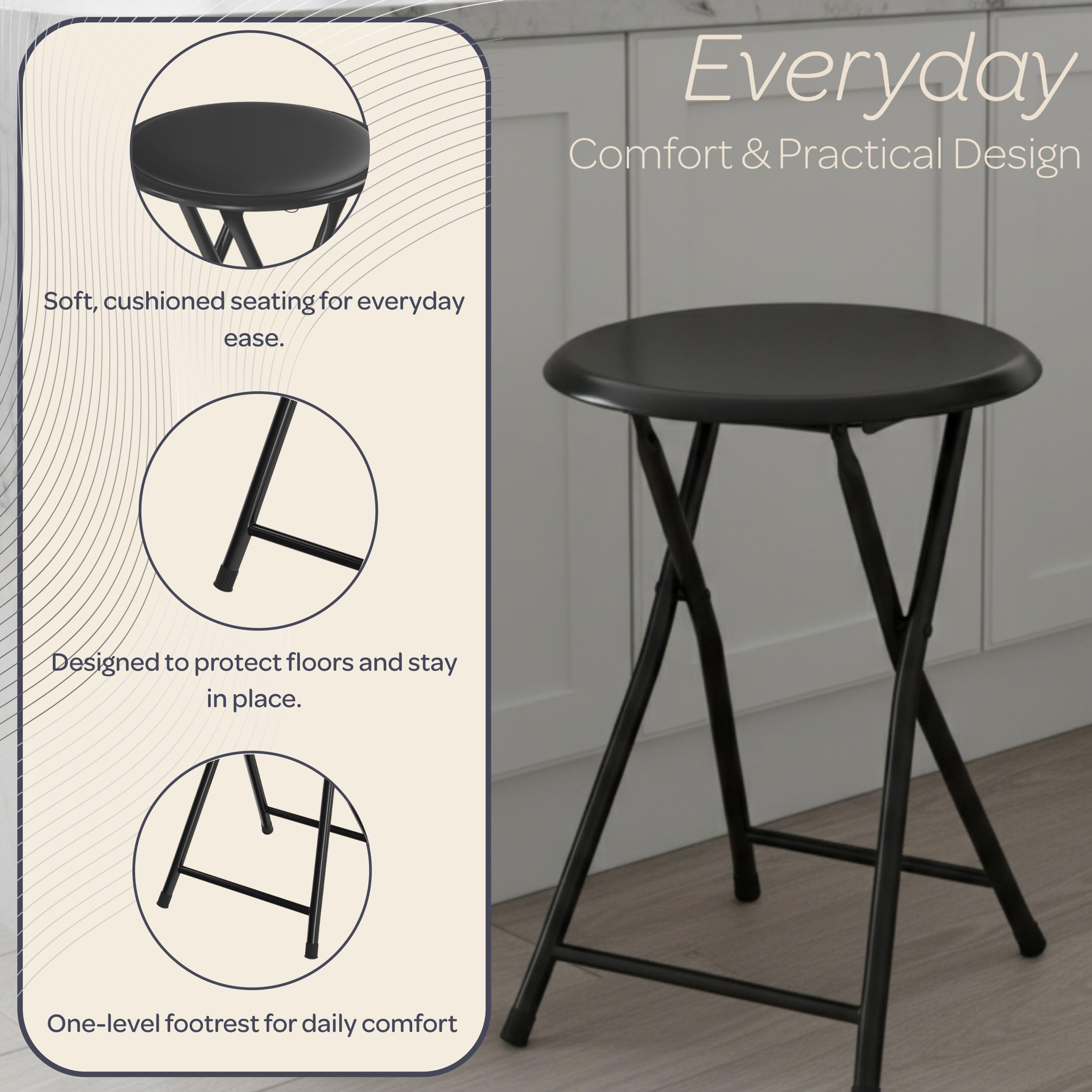 Lavish Home folding stool with 225-pound capacity supports adults