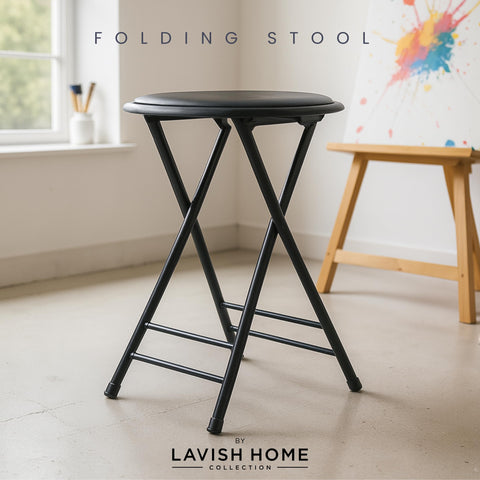 Lavish Home folding stool in compact folded form for easy travel or storage.