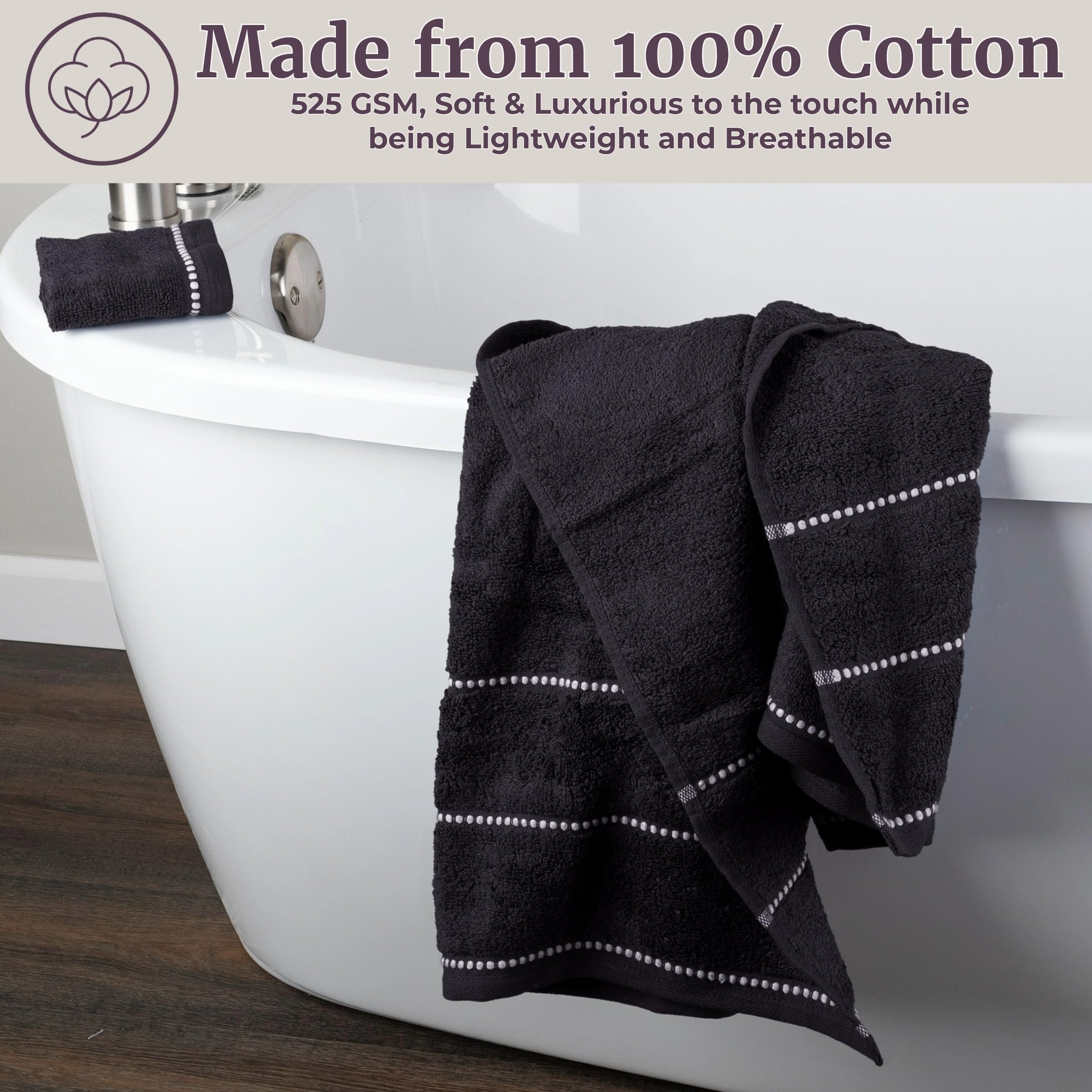 Lavish Home quick-drying bath towels ideal for busy mornings and gym use.