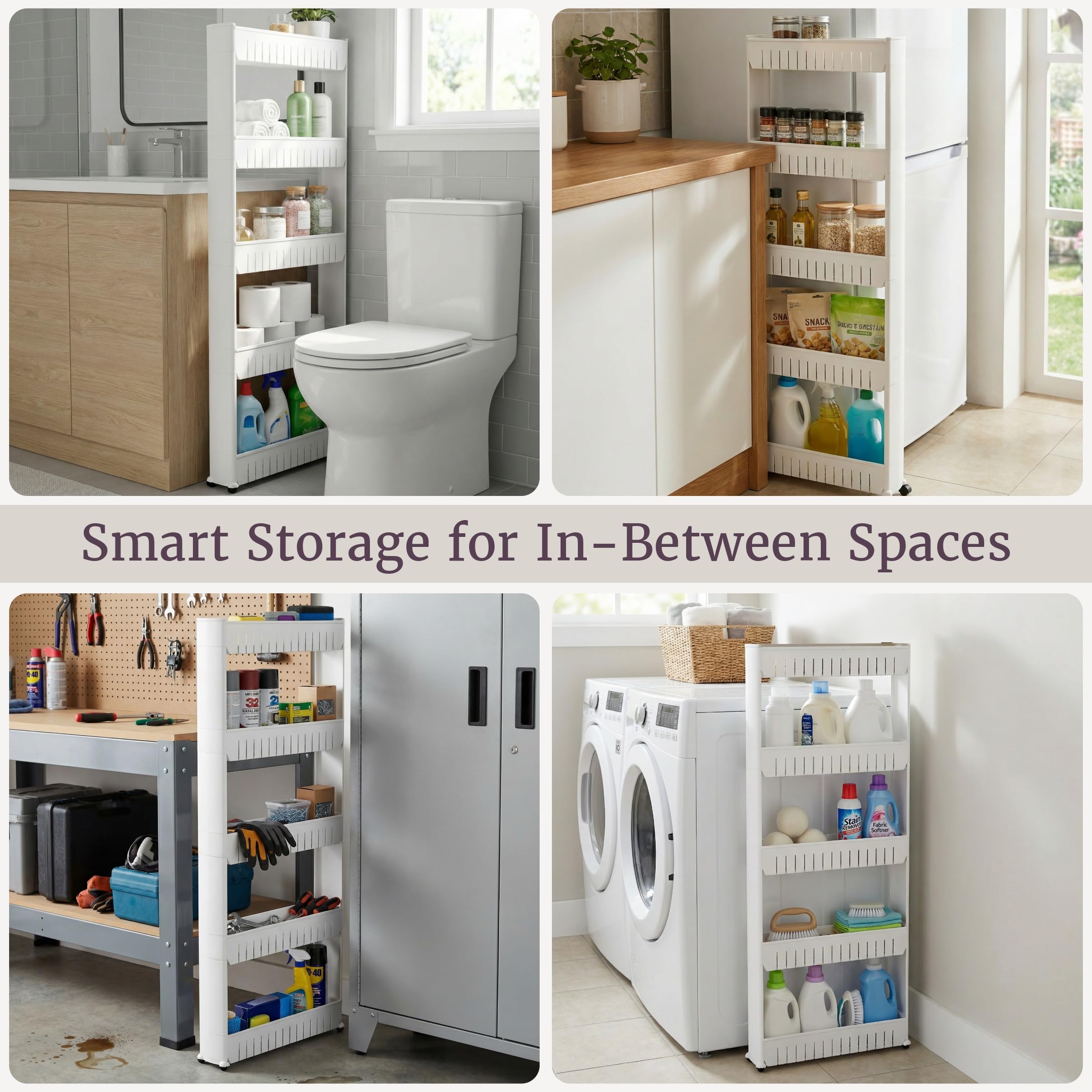 Lavish Home laundry and bathroom organization in a compact rolling cart.