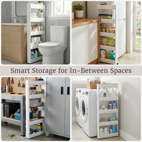 Lavish Home laundry and bathroom organization in a compact rolling cart.