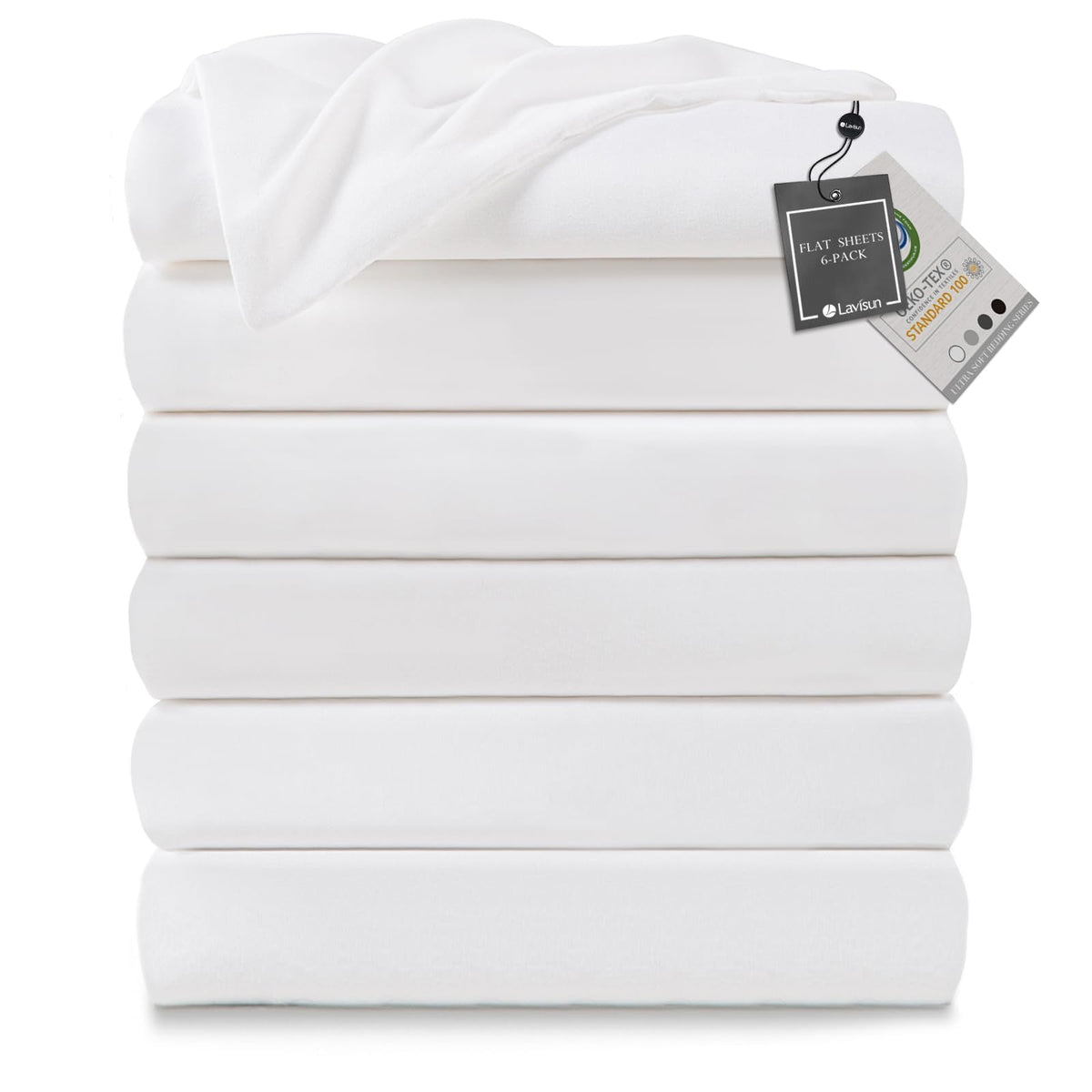 Lavisun twin flat sheet folded in white highlighting neat storage and compact space.