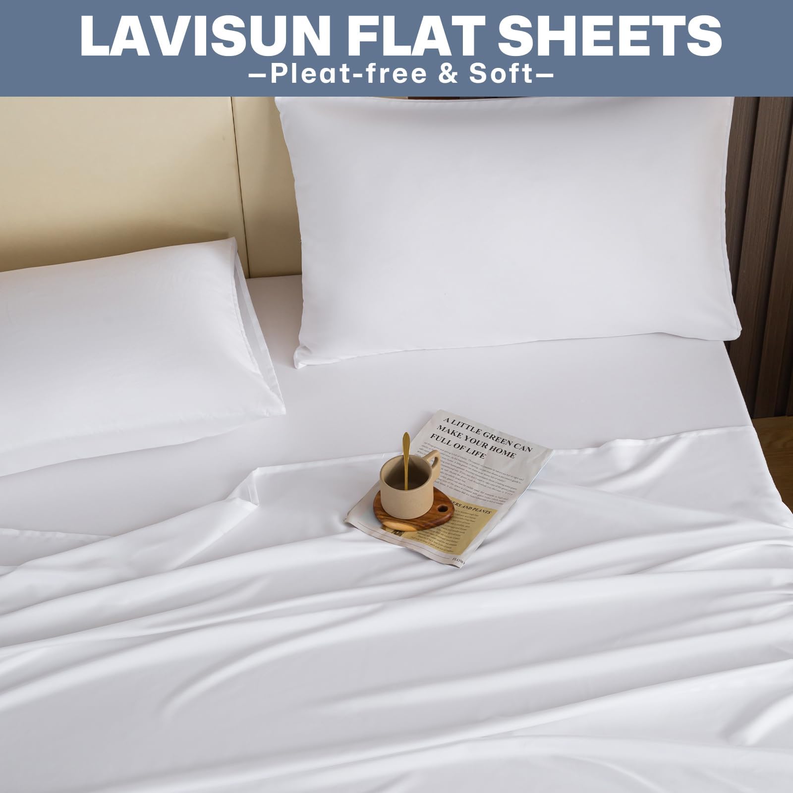 Lavisun machine-wash cold flat sheet white is easy to care for busy homes.