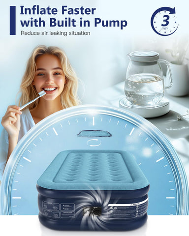 Lavisx twin air mattress shown at 16 inch height for stable sleep