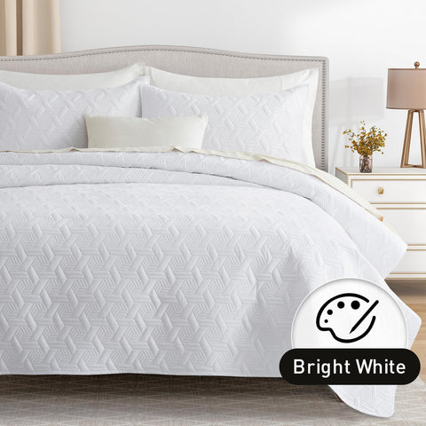 Lavsiry basket-pattern quilt showcases elegant texture for easy bedroom styling.