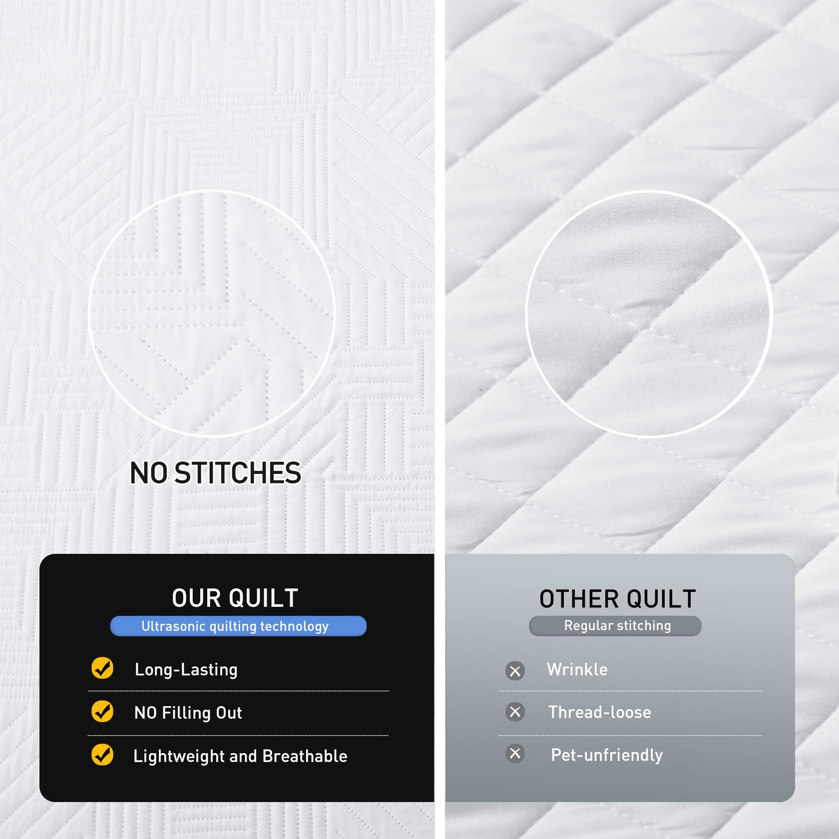 Lavsiry ultrasonic embossing close-up demonstrates wrinkle-free, durable finish.