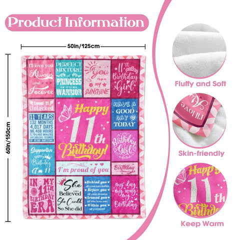 Lavua 11th birthday blanket, on sofa, versatile decor and comfort.