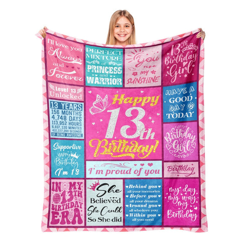 Lavua 13th birthday blanket close-up showing plush fabric for cozy evenings