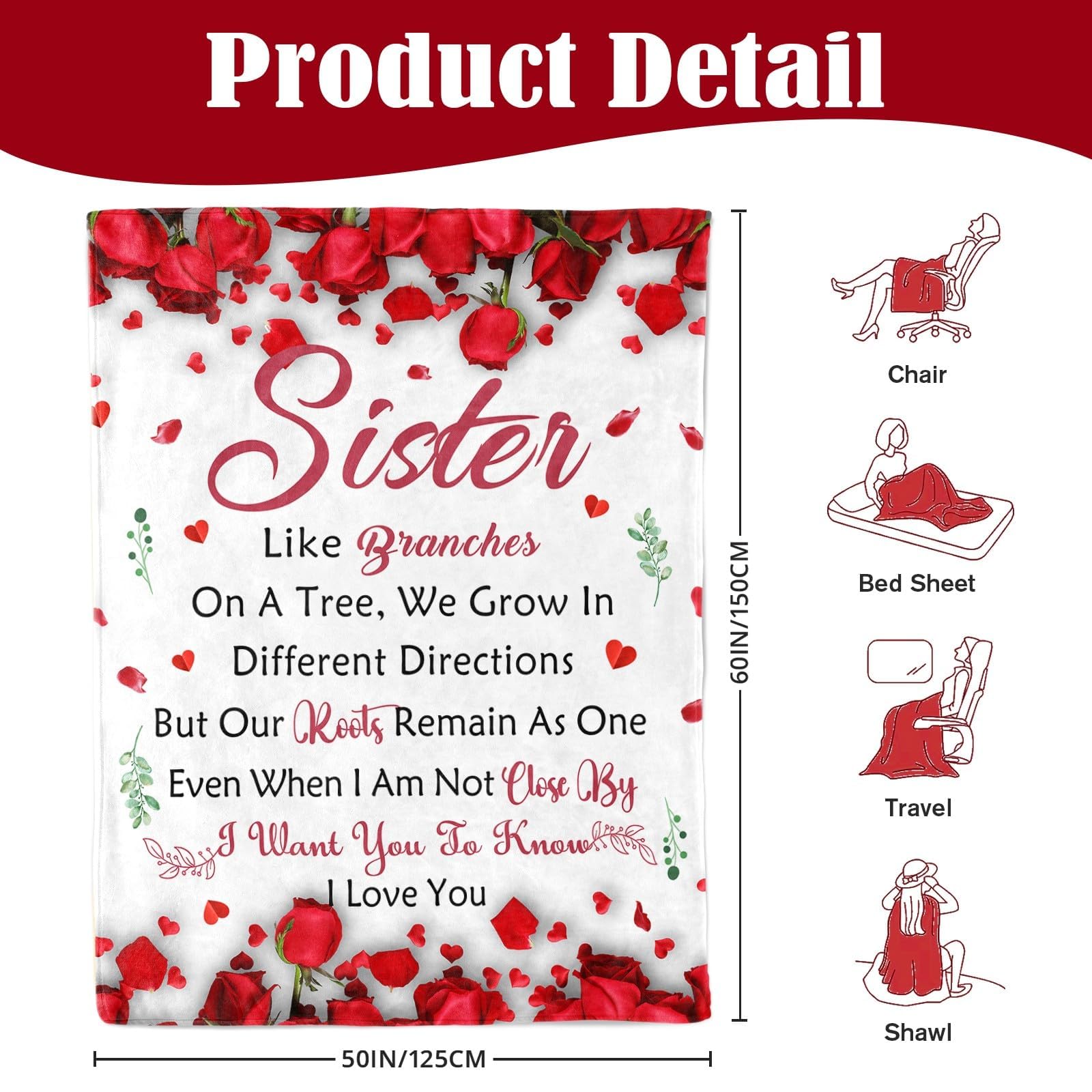 Lavua heartfel t messages blanket detail with decorative stitch celebrating sister bond