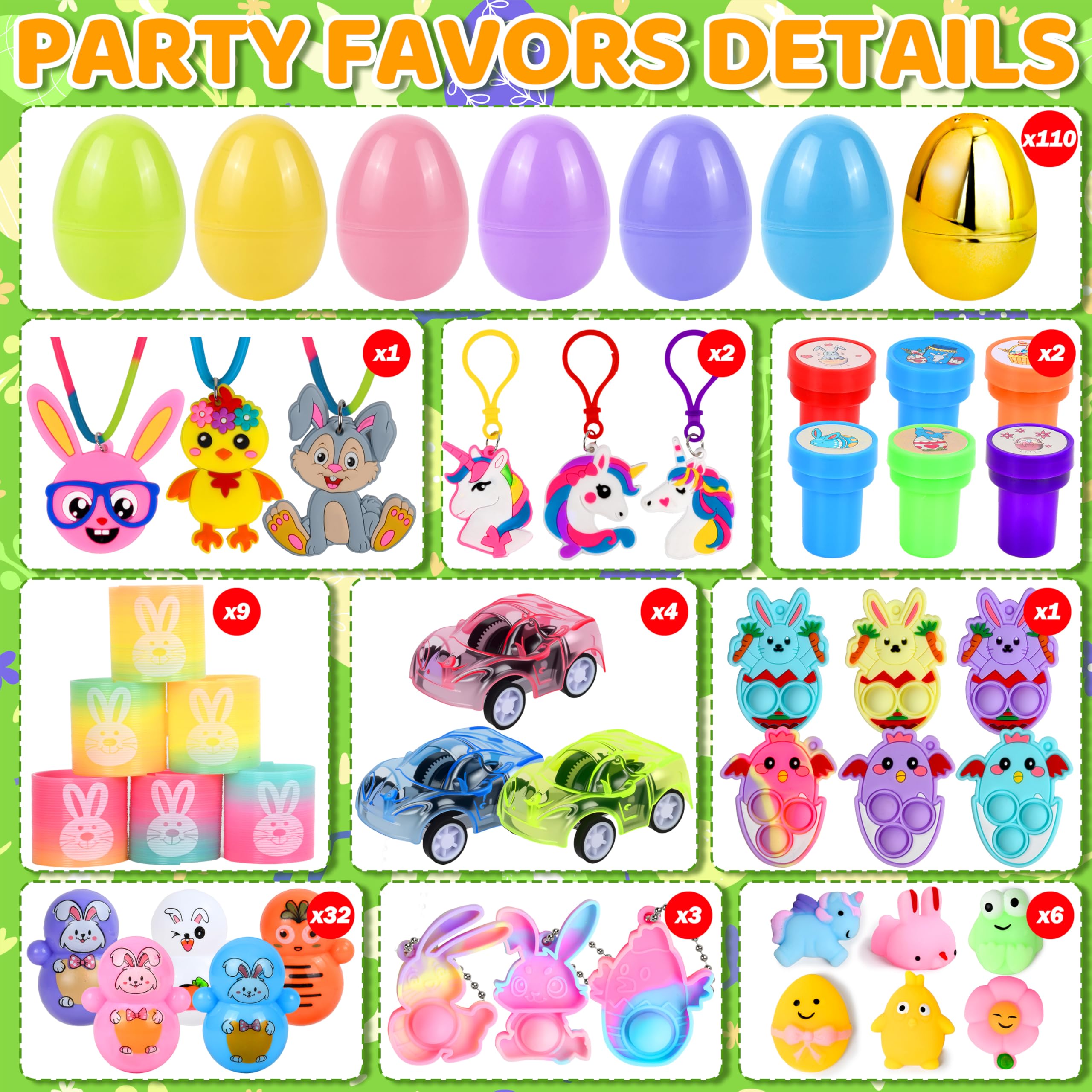 Lavwix colorful eggs and shiny golden eggs for Easter hunts.