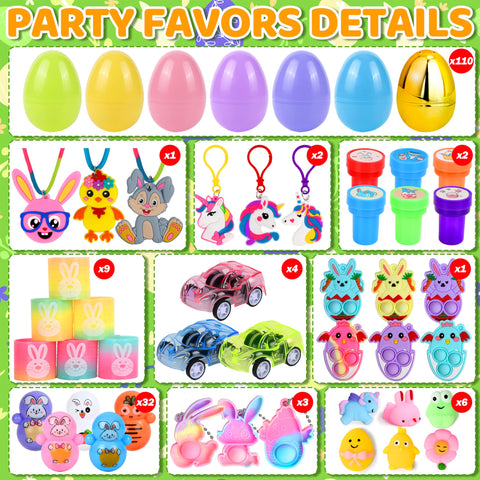 Lavwix colorful eggs and shiny golden eggs for Easter hunts.