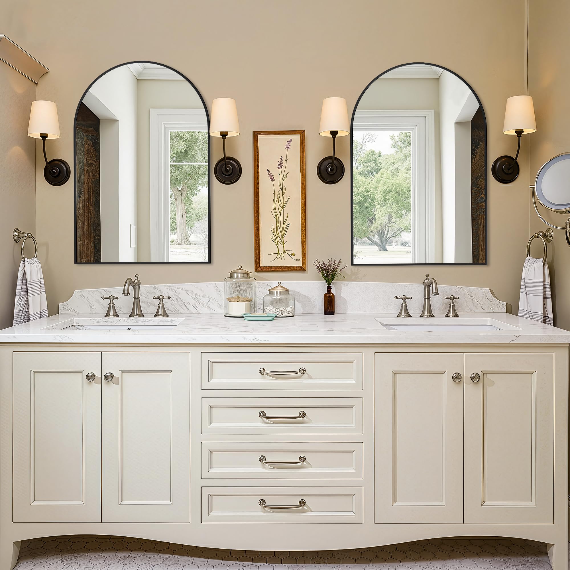 LAWADA arch vanity mirror suits entryways and bathrooms for cohesive decor.