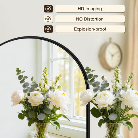LAWADA arch mirror over sink provides clear HD reflections for grooming.