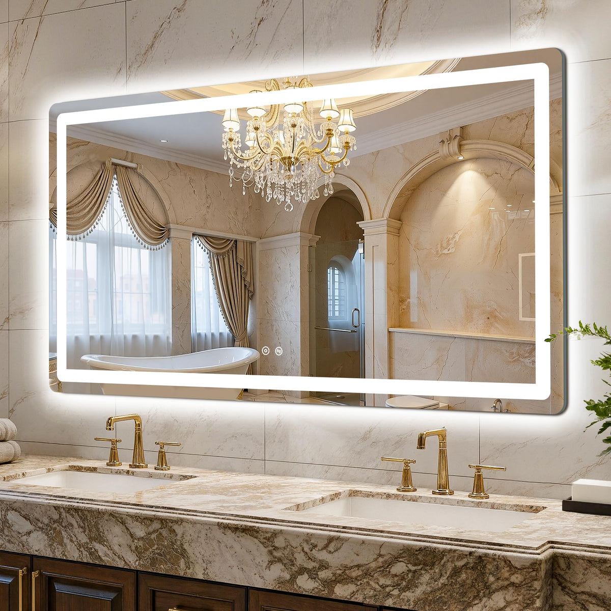 LAWADA LED bathroom mirror with front light for precise makeup application.