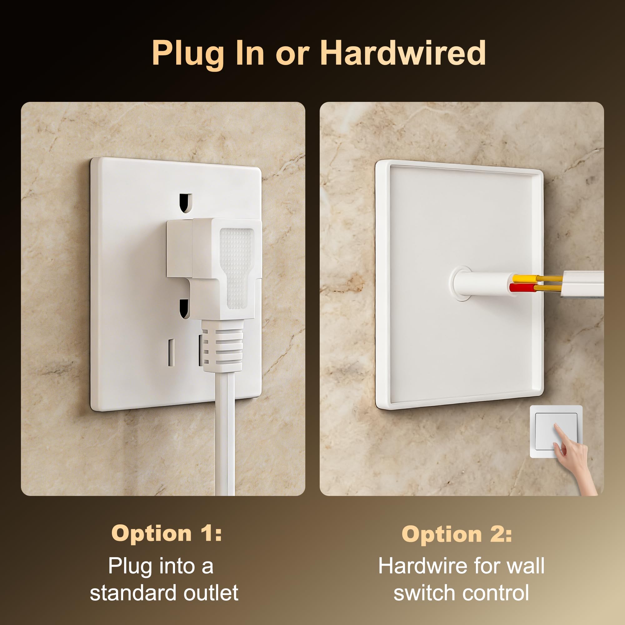 LAWADA plug-in or hardwired setup simplifies bathroom wiring.