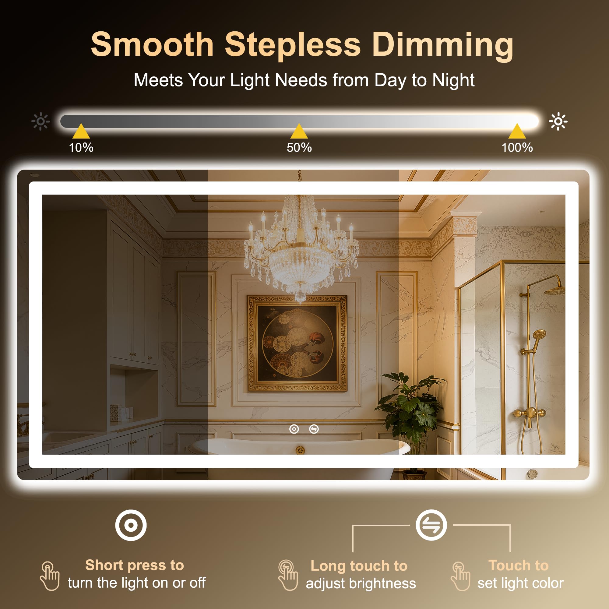 LAWADA stepless dimming enables customized brightness for routines.