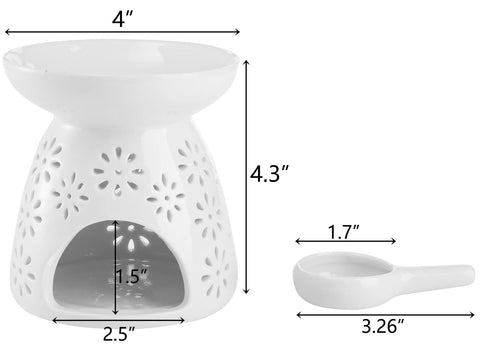 Lawei glazed ceramic burner with hollow carved pattern casts soft ambient light.