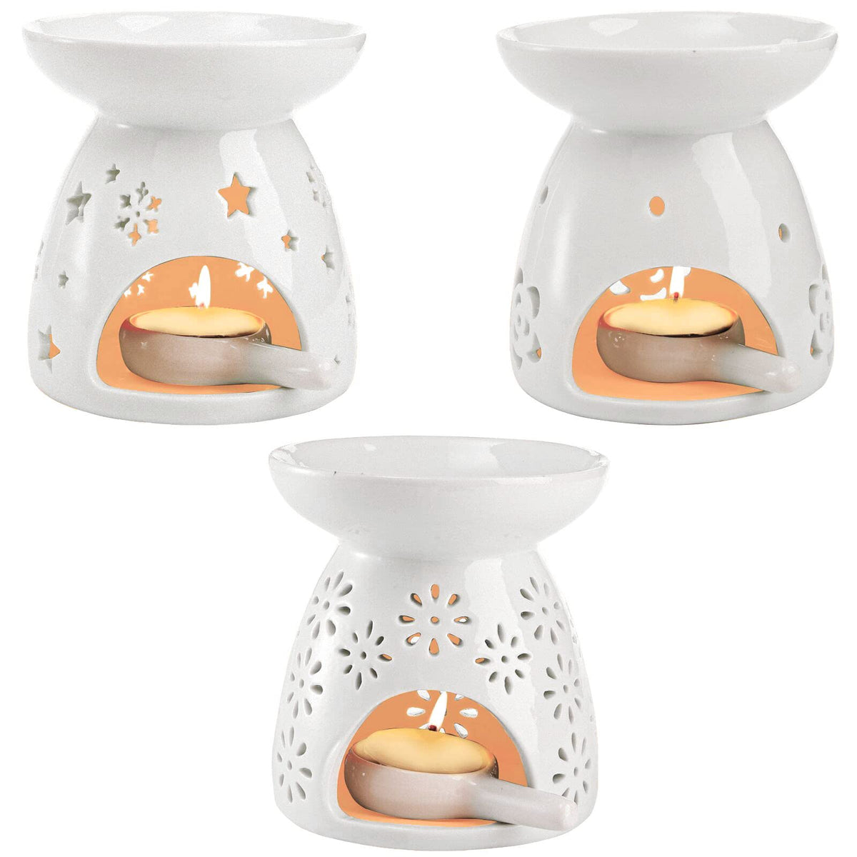 Lawei set of 3 ceramic tealight oil burners for home fragrance and decor.