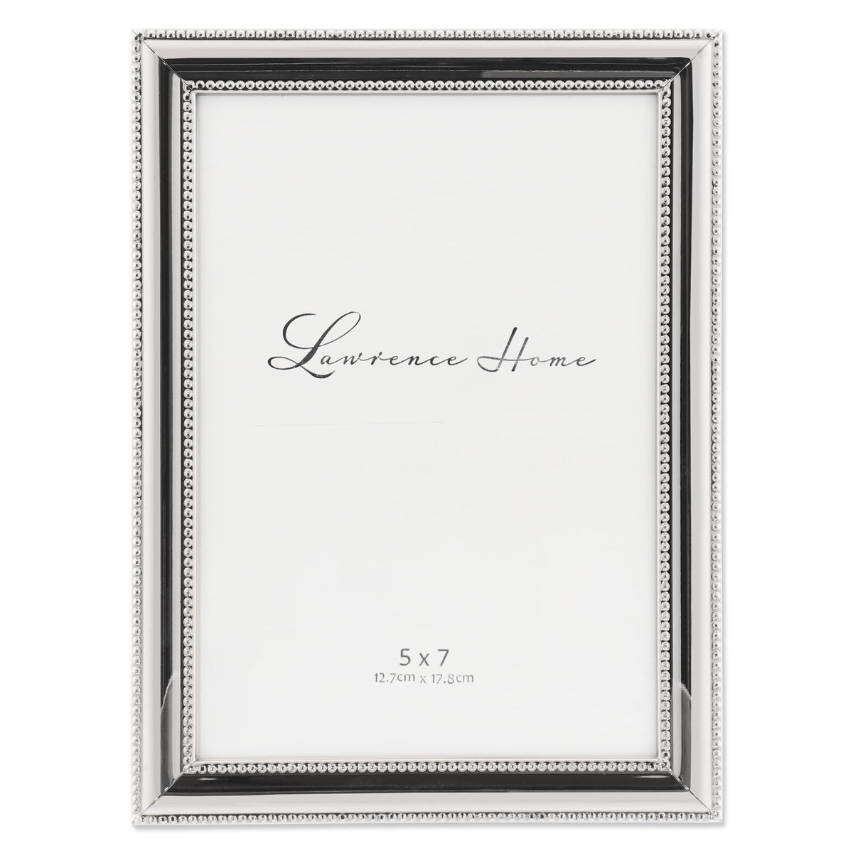 Lawrence Frames 510757 silver plated frame with beading for cherished 5x7 photos