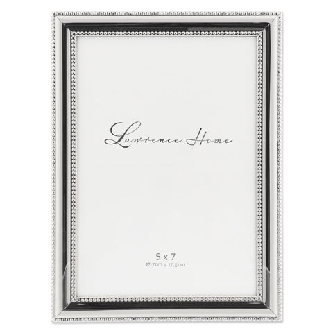 Lawrence Frames 510757 silver plated frame with beading for cherished 5x7 photos